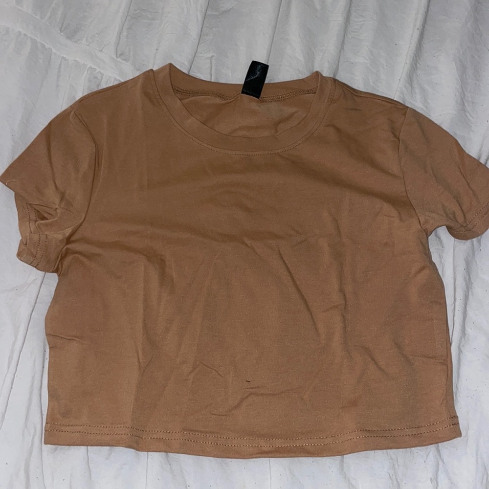 Plain Tan Cropped Tee